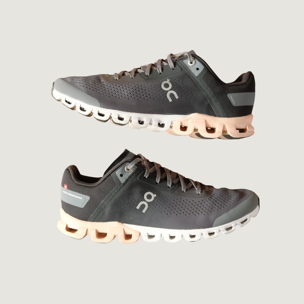 On Cloudflow Running Shoes Rock Rose Gray Pink Womens 8 Athletic Sneakers